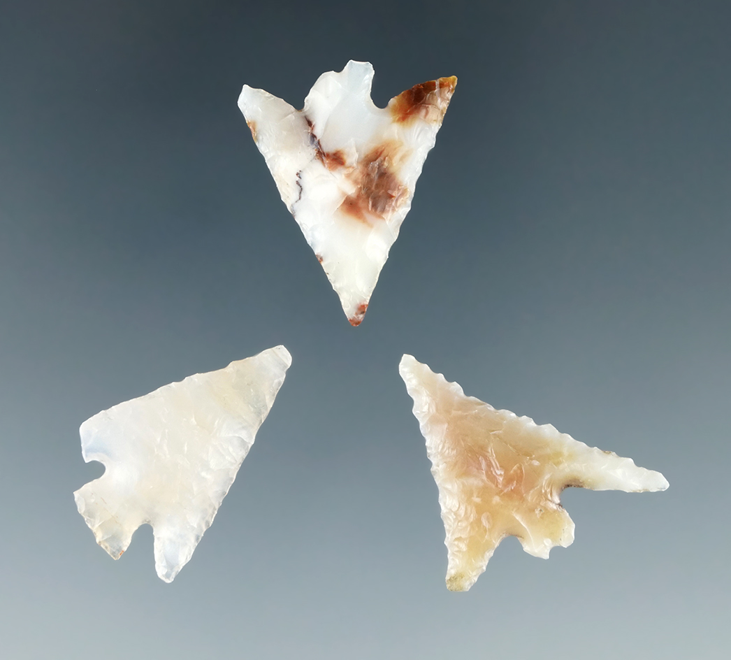 Set of 3 Assorted Gempoints found near Jaeger Island, Benton Co., Washington, largest is 15/16".