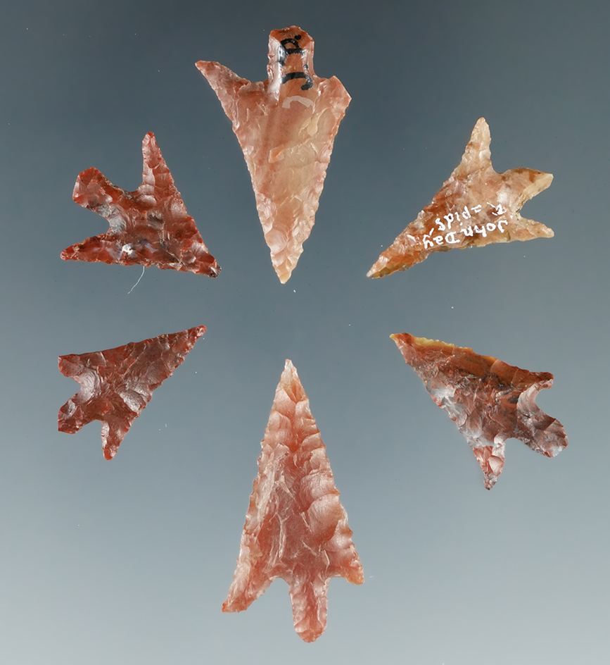 Set of 6 nice Gempoints found near the John Day River, Klickitat Co., Washington, largest is 1".