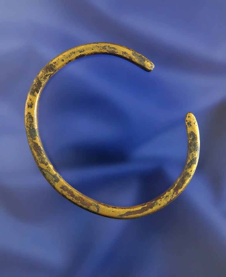 Vintage brass bracelet found on the Jacob Schrock farm in Newark, Licking Co., Ohio in 1886.