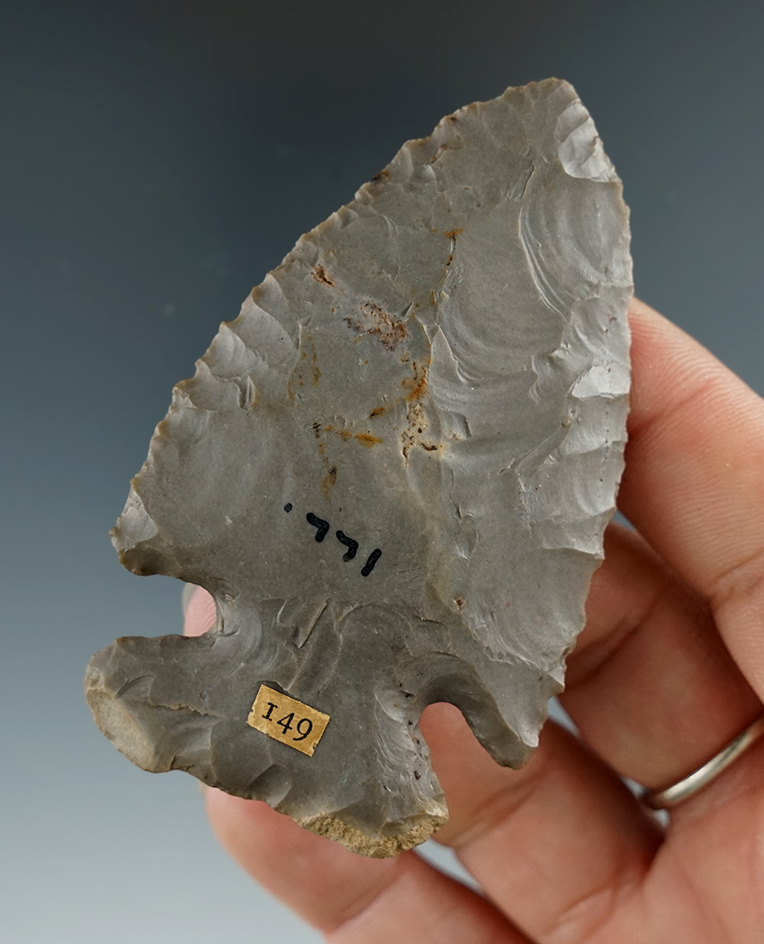 Classic 3" Indiana Hornstone Thebes Bevel. Highly patinated. Found in Illinois. Excellent example.