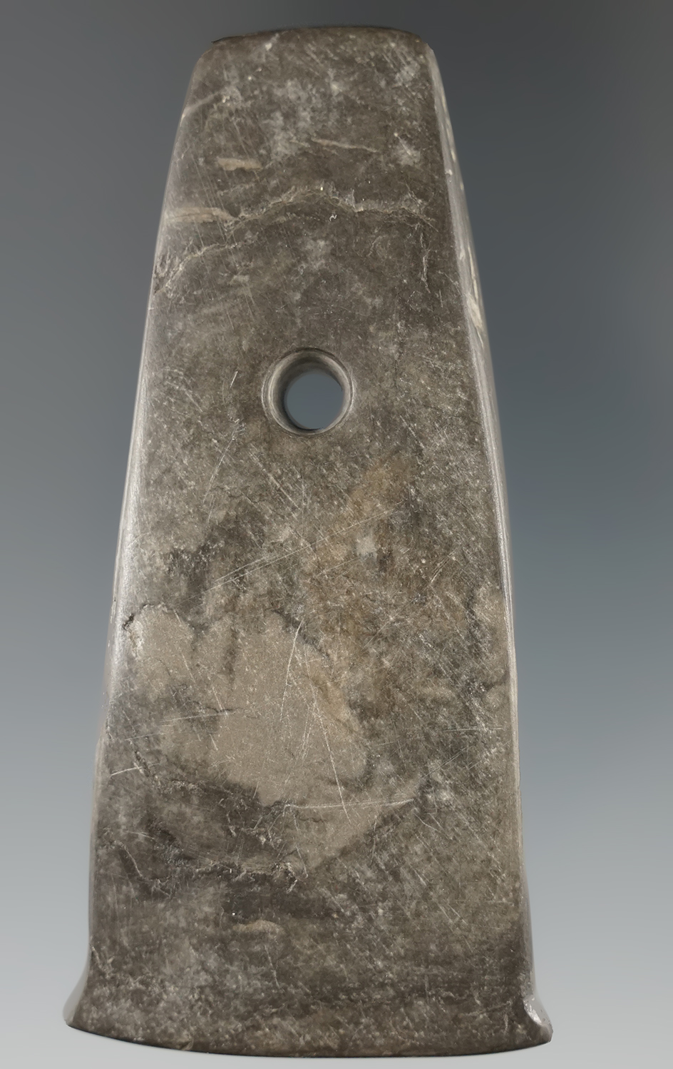 3 5/16" Adena Anchor Pendant. Chlorite. Crawford Co., Ohio.  Ex. A. Wehrle #1281W, VanSteen.