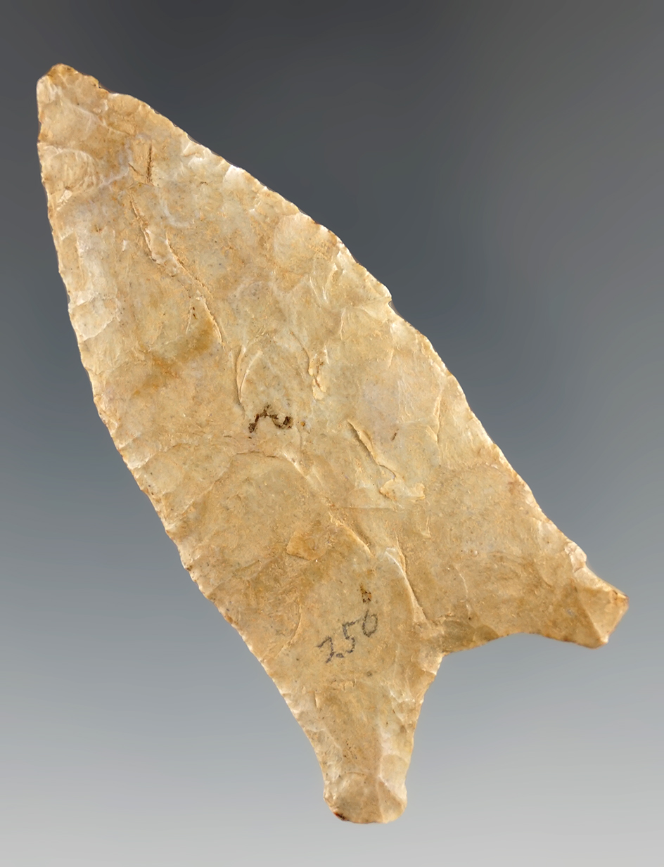 2 3/4" Nicely flaked and well patinated Paleo Quad found in northern Kentucky.