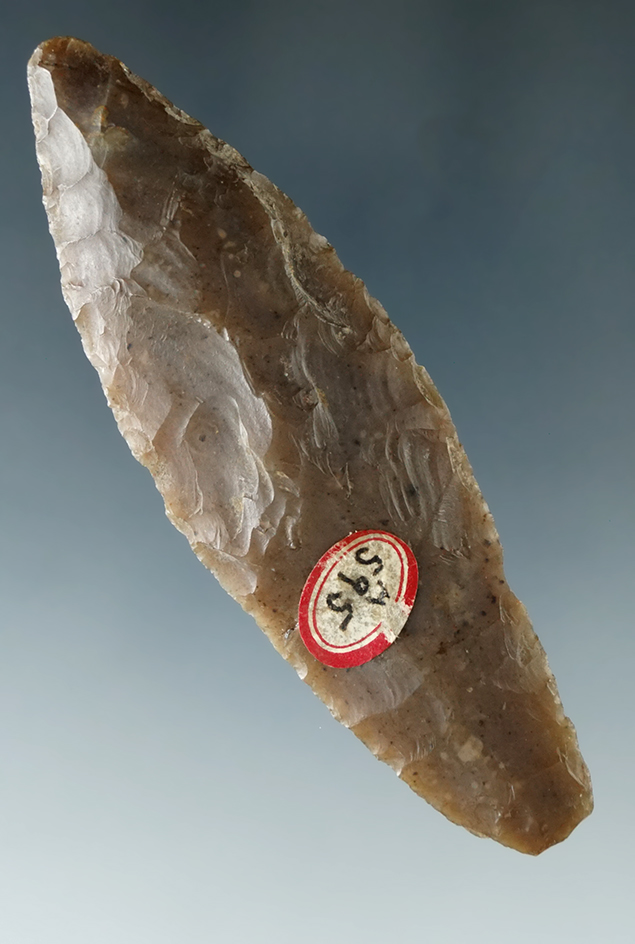 Uniquely styled 3 1/8" Lanceolate found in Texas. Ex. Karl Parchert collection.