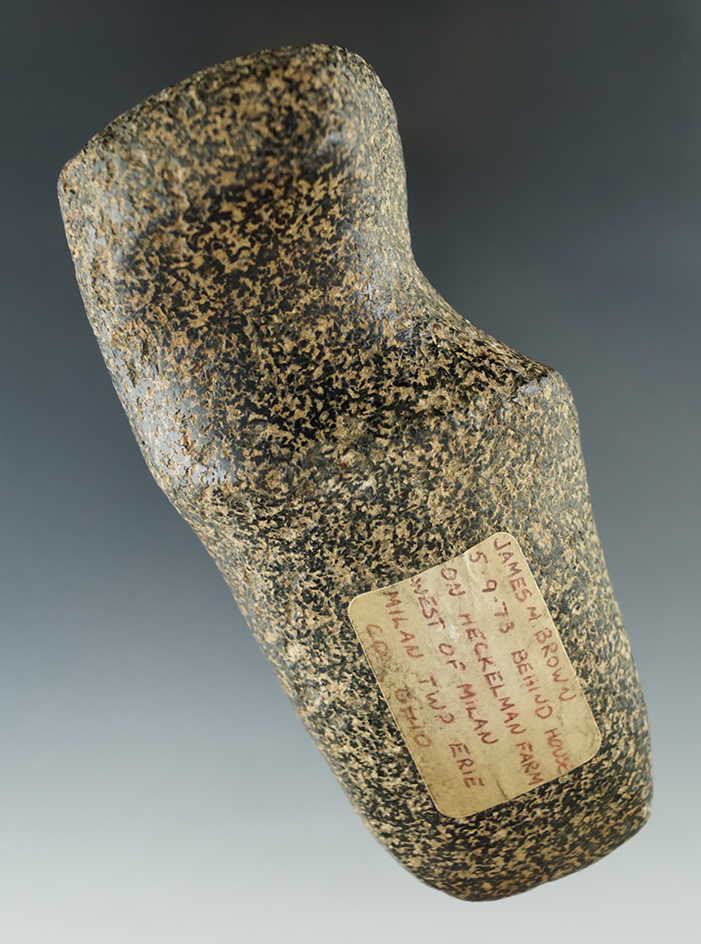 Excellent overall polish on this attractive 5" long 3/4 grooved Axe with some ancient poll damage.