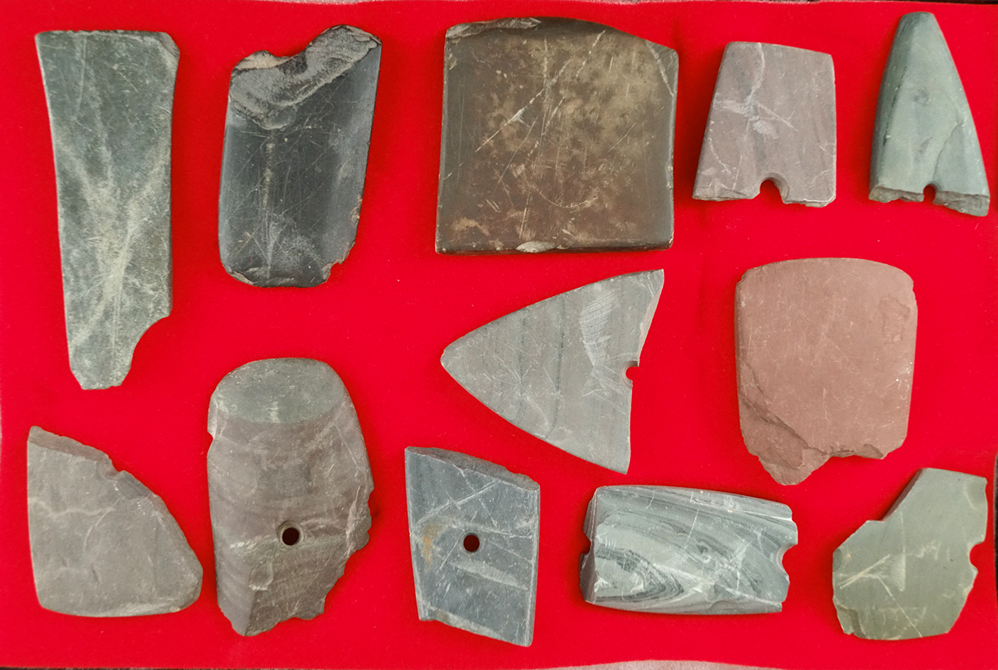 Group of assorted damaged slate found in Ashland and Huron counties, Ohio.