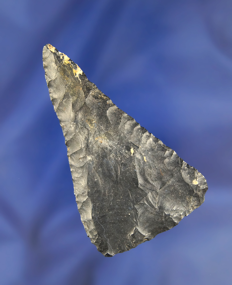 Nicely flaked 2 13/16" Coshocton Flint Triangle Knife found in Ohio.