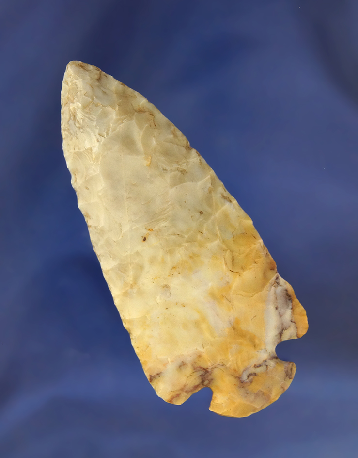 3 3/16" Highly Colored Flint Ridge Button Base Dovetail found in Morrow Co., Ohio.