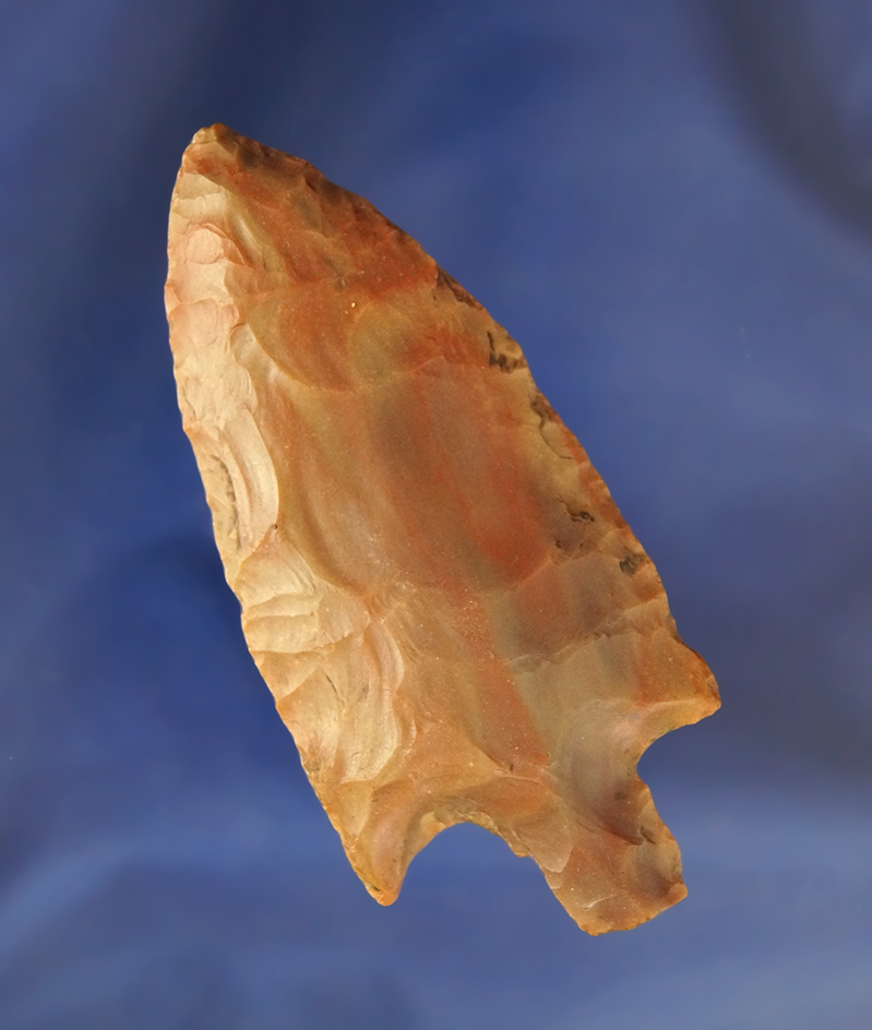 3 3/16" Carter Cave Woodland Point with extreme color, found in Richland Co., Ohio.