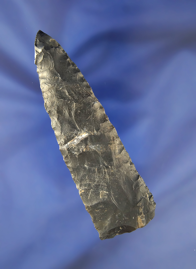 4" Coshocton Flint Knife with a burinated fractured tip found in Ohio.