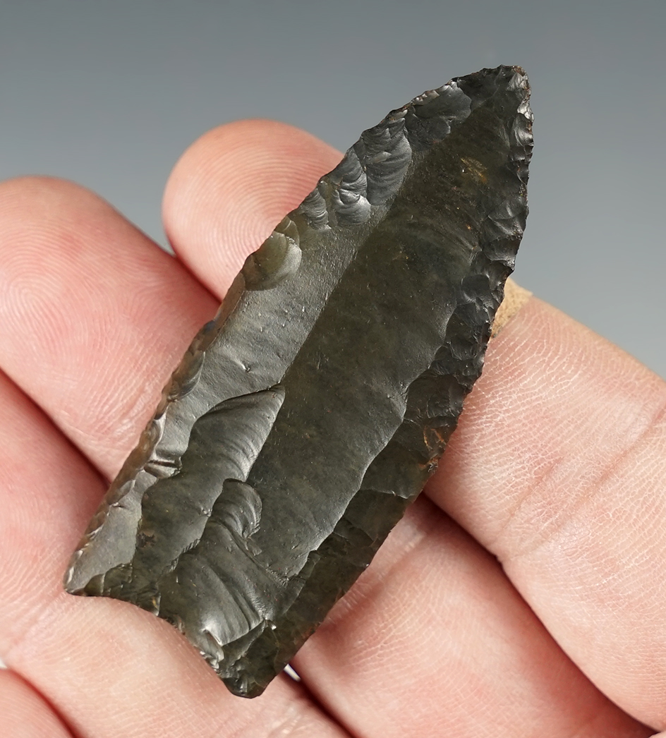 Sale Highlight! 2 7/16" very rare Paleo Crowfield Point. Ex. VanSteen. Found in Ohio.