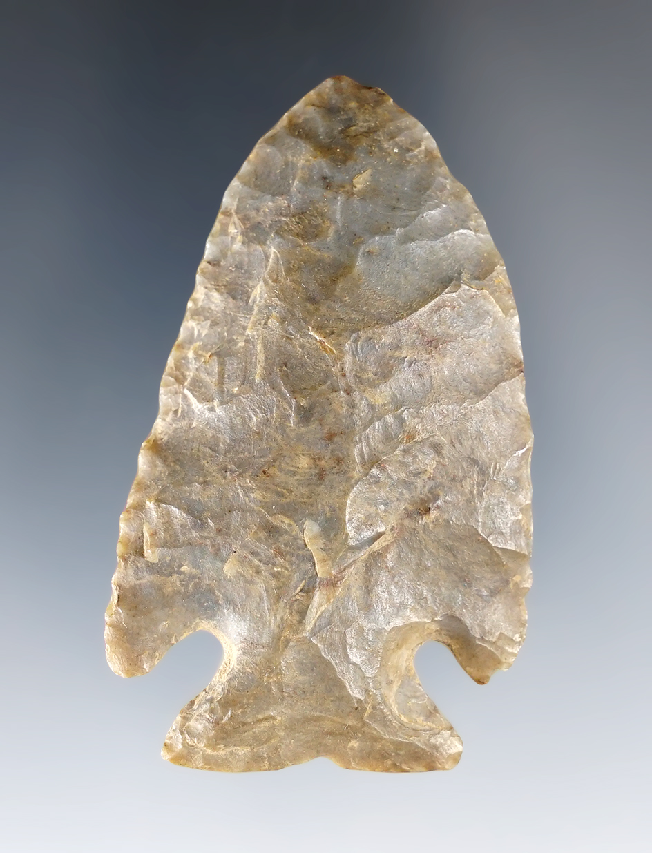 Well made 2 3/8" Beveled Thebes found in Athen Co., Ohio by Ed Dunn in 1960. 