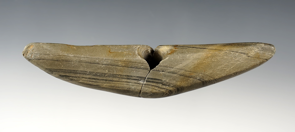 4 7/8" Pick Bannerstone. Glued. Warsaw, Wyoming Co., NY. Pictured 1939 Bannerstone Book.