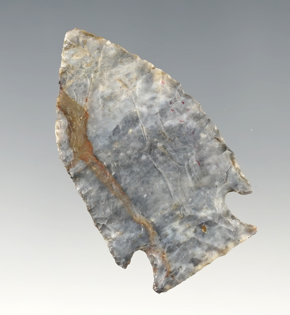 1 7/8" Extremely thin and fine Coshocton Intrusive Mound Point, classic shape. Found in Ohio.