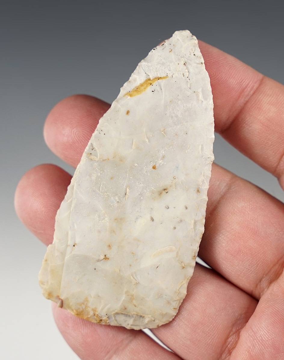 Thin 3 1/16" Woodland Cache Blade found in Ohio.