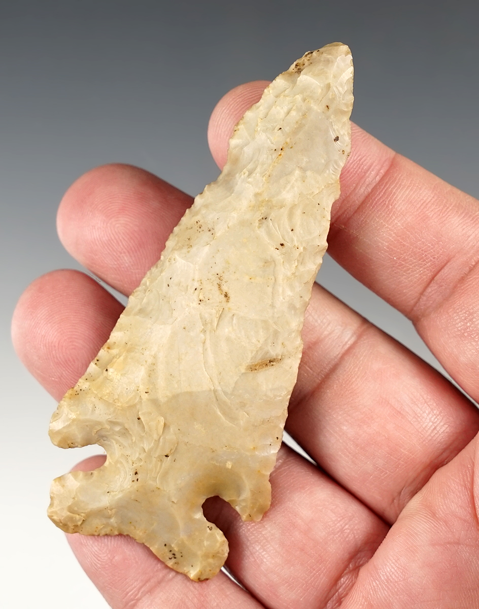 Well made 3 7/16" Flint Ridge Thebes - Delaware Co., Ohio. Ex. Jerre Wall. Bennett COA.