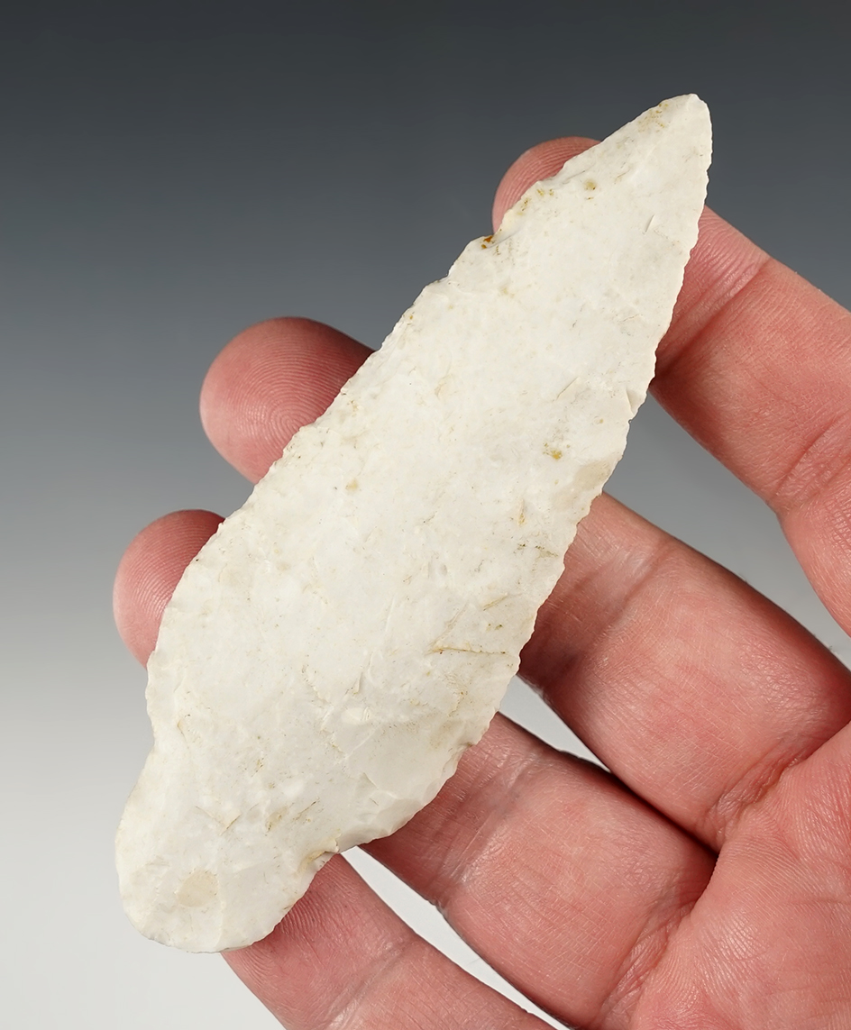 Very unique 4 1/16" Stemmed Knife. Morrow Co., OH. Blade & base are beveled. Ex. Converse.