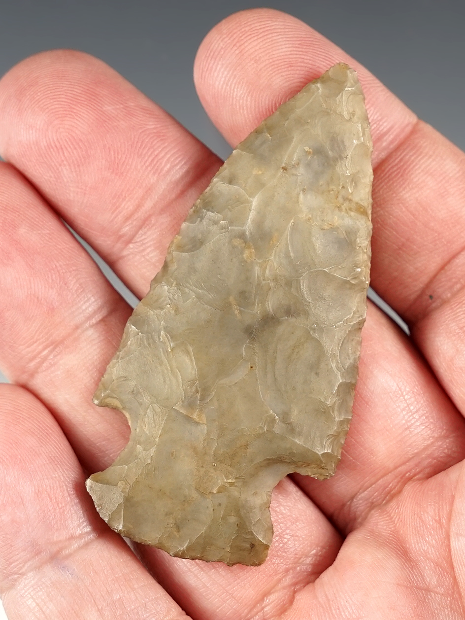 2 9/16" heavily patinated Flint Ridge Hopewell found in Ohio.