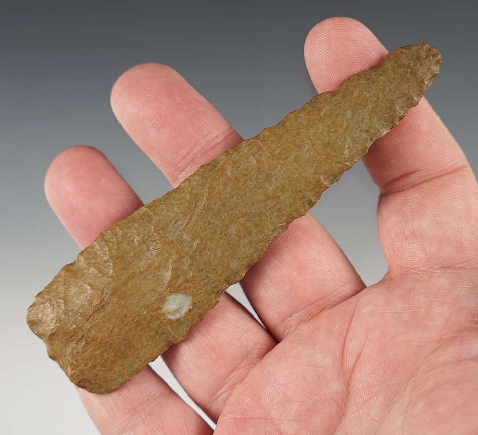 4 9/16" Knife that was heavily used in ancient times. Found in Ross Co., Ohio.