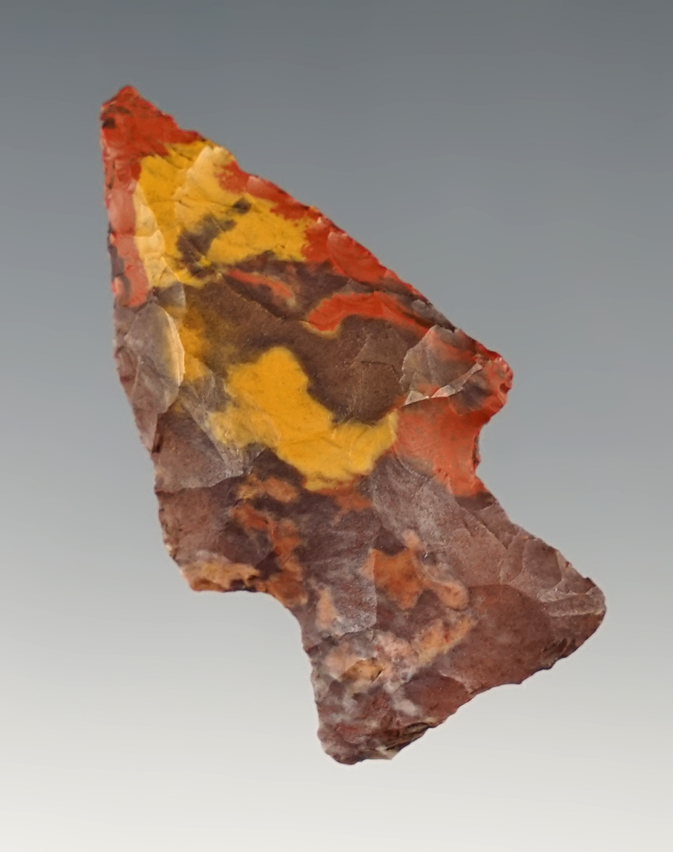 1 13/16" Highly colorful Ohio Hopewell made from an impressive grade of Flint Ridge.