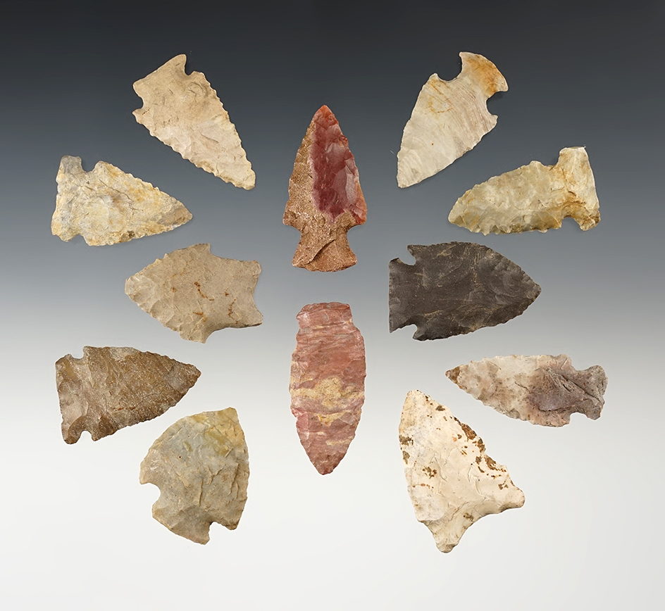 Set of 12 Midwest points in good condition. The largest is 1 13/16".