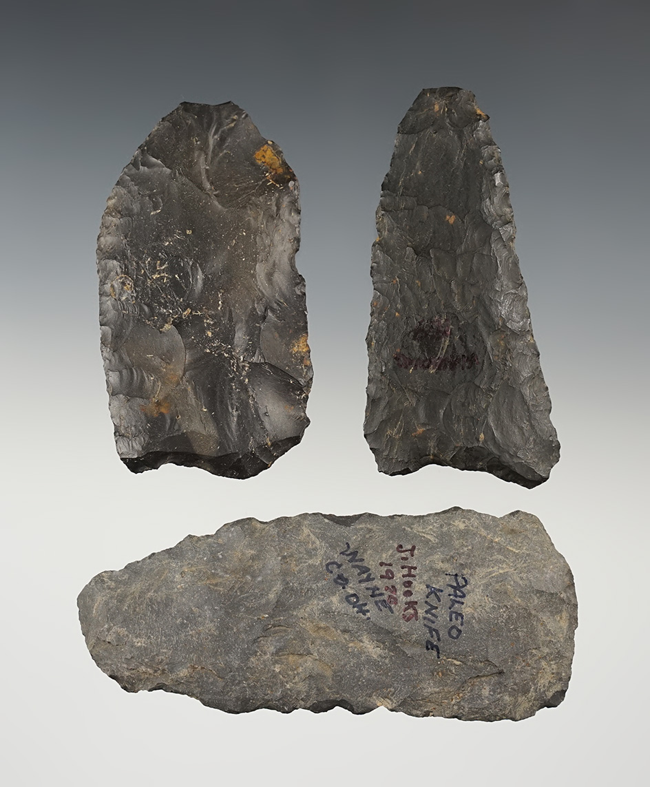 Set of 3 Upper Mercer Knives all found by the Hooks family 1969-1970. The largest is 4".