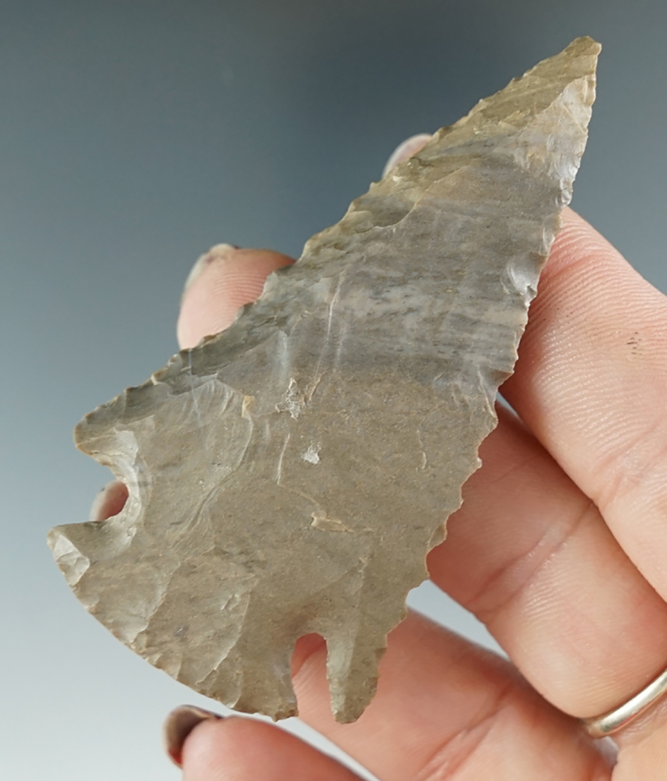 2 3/4" Dovetail made from Dover Chert, found in Tennessee. Comes with a Davis COA.