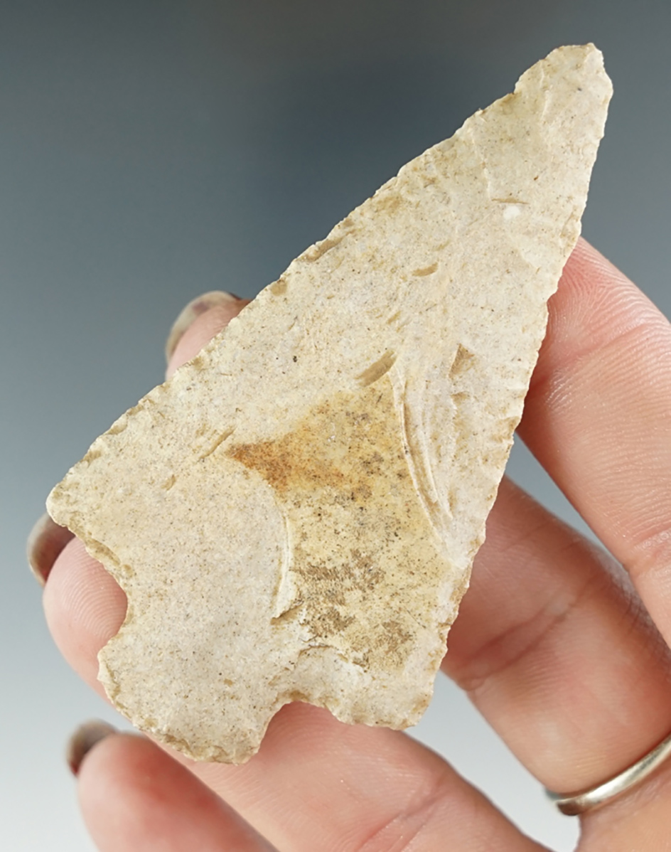 2 7/8" Cotaco Creek made from Ft. Payne Chert, found in Tennessee. Comes with a Davis COA.