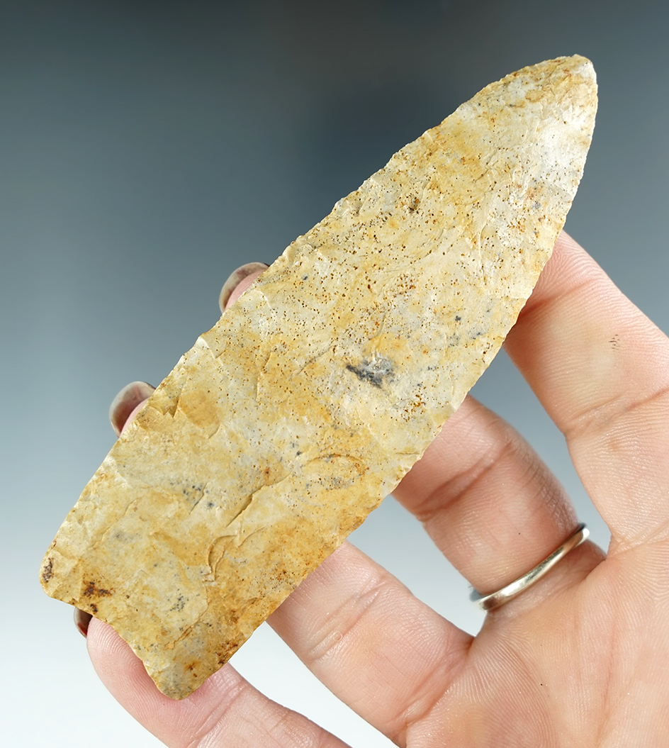 4" Paleo Clovis made from multi-color chert, found in Russell Co., Kentucky. Ex. Jerry Stanley. 2 CO