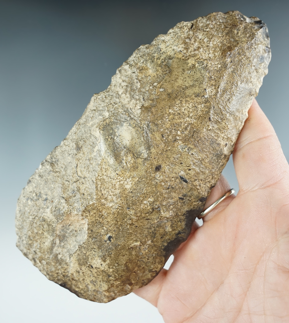 Large and unique! 5 5/8" very unique River polished Paleo Uniface Knife found in Texas