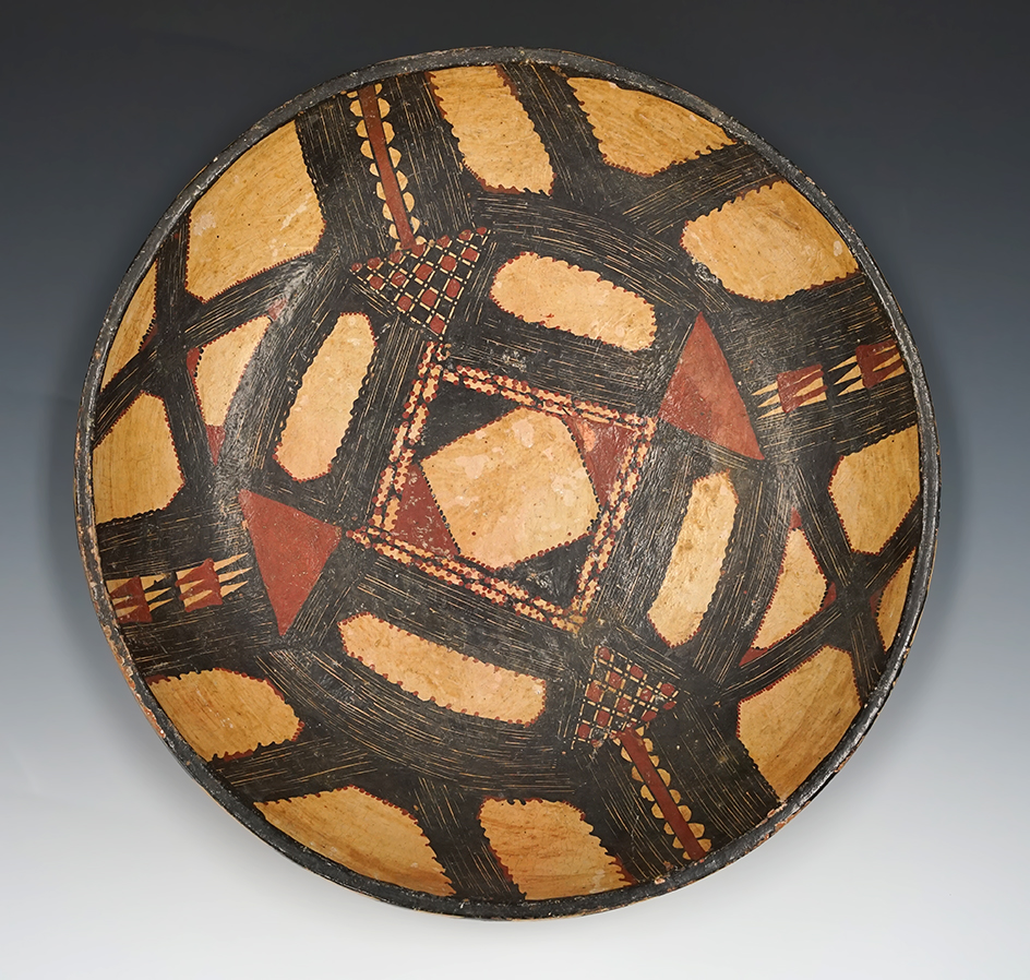 Large 17 1/4" diameter Berber pottery bowl from Morocco.