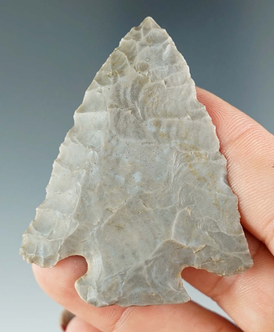 2 1/4" Clip-wing style Decatur Fractured Base made from Hornstone found in Clark Co., Kentucky.
