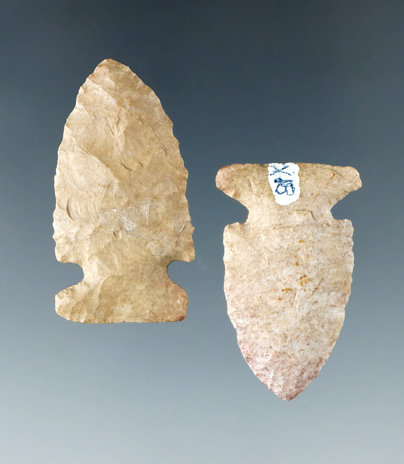 Pair of Knight Island Points found in Bullitt Co., Kentucky, made from Haney Flint.