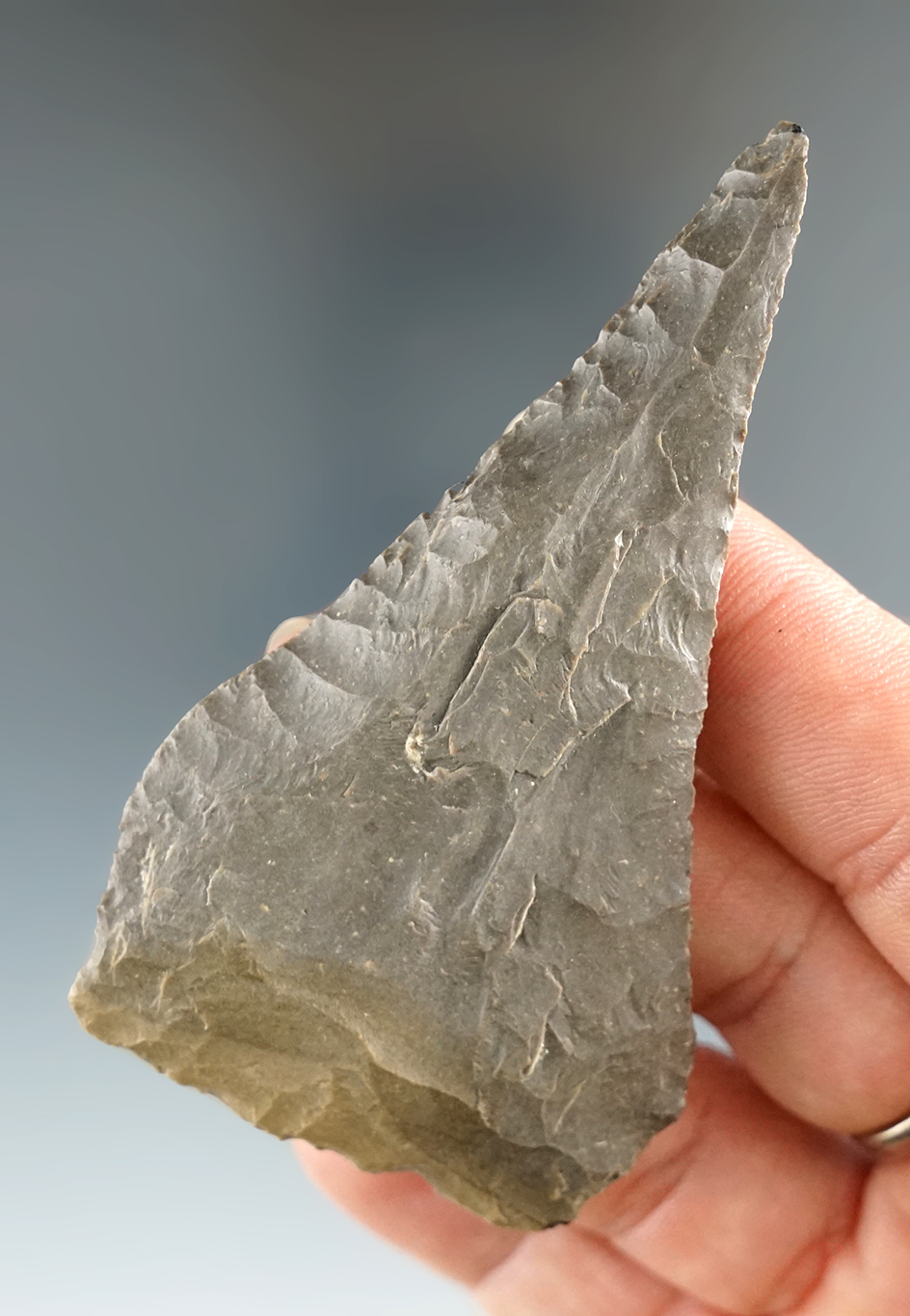 3 1/8" well-made hornstone Archaic beveled Knife found in Indiana.