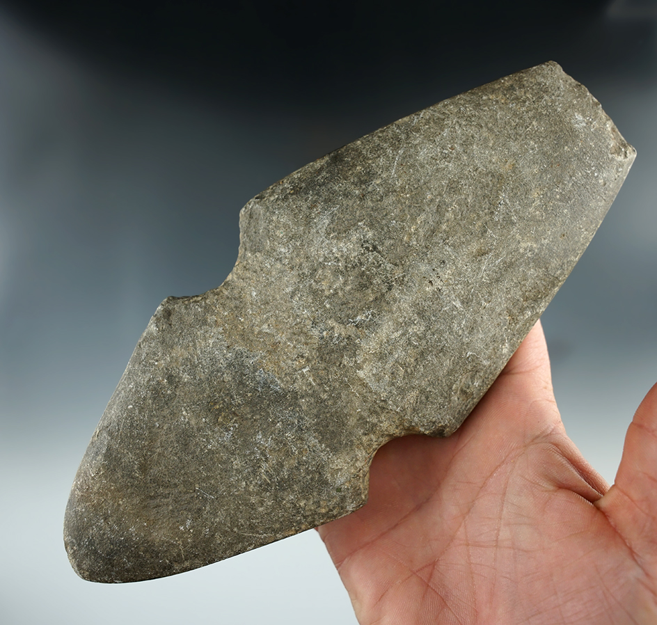 7 3/4" uniquely styled grooved Axe with some damage to the bit. Exact found location unknown.