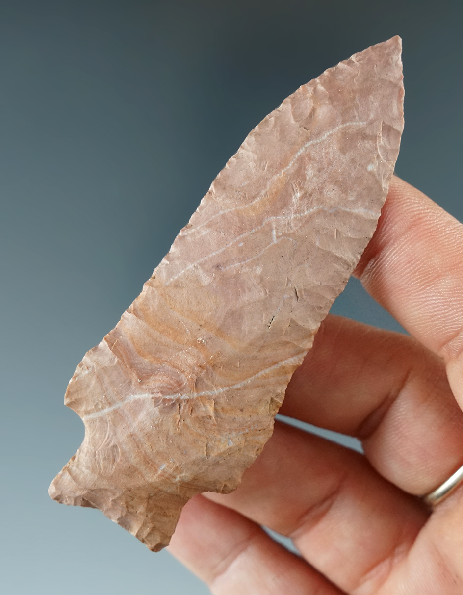 3 5/16" Buzzard Roost Creek point made from buffalo River chert found in Tennessee.