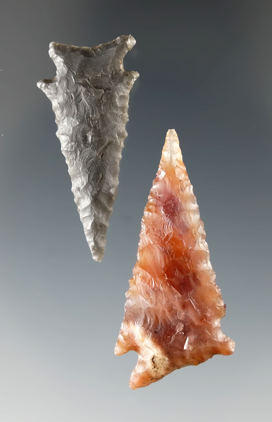 Pair of Snake River Dart points found by Lloyd McLeod on Miller Island, Columbia River.