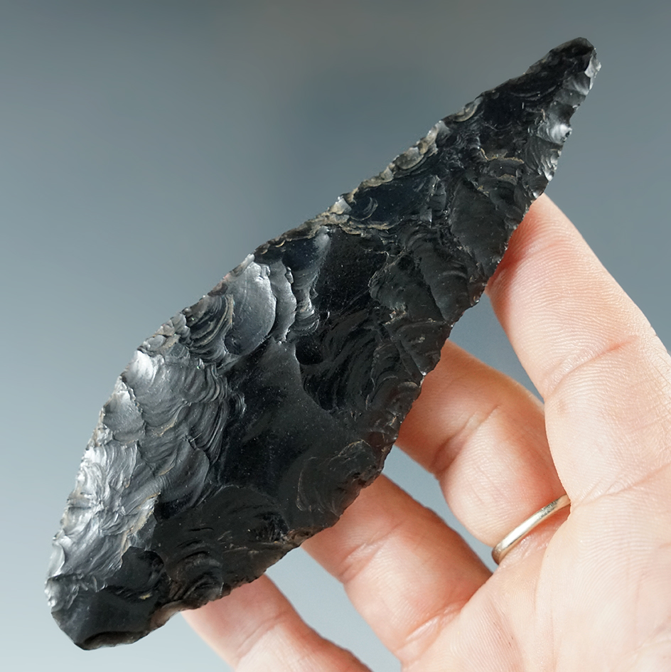 4 9/16" Wahmuza Knife made from obsidian found in Lake Co., Oregon.
