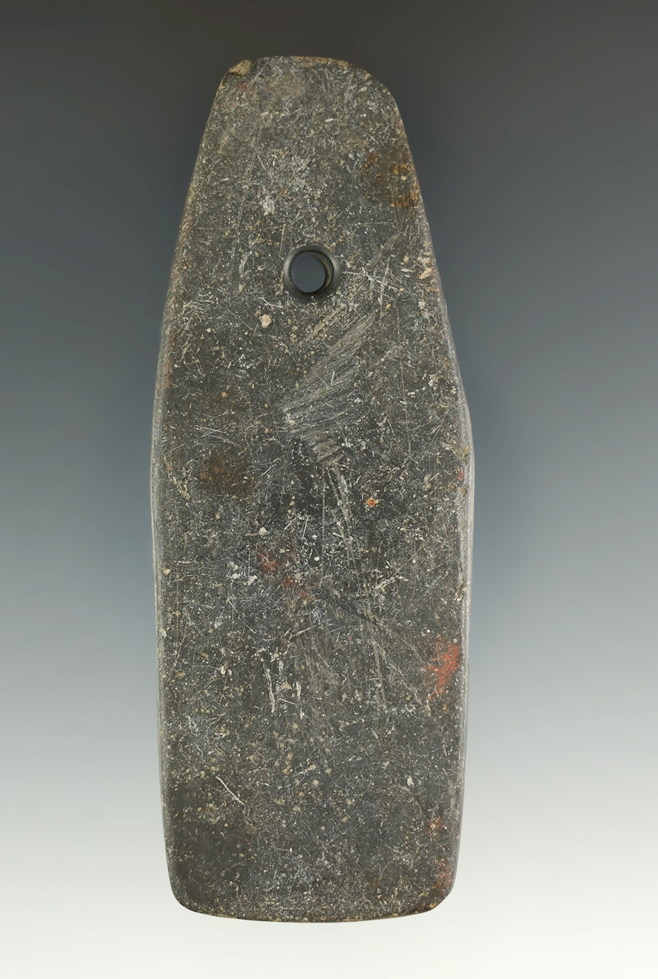 3 13/16" Slate Gorget found in Lucas Co., Ohio.