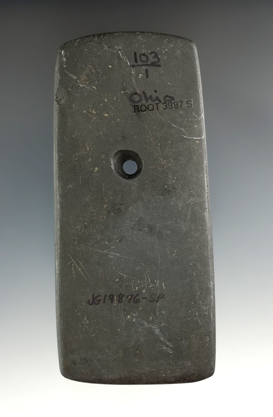 3 13/16" Hopewell Rectangular Pendant made from Slate, found in Ohio. Pictured!