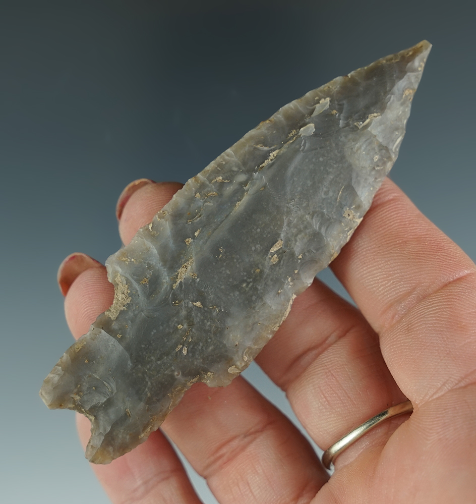 Ex. Museum! 3 7/16" Pedernales Point - beautiful semi-translucent, multi-colored Flint - Texas.