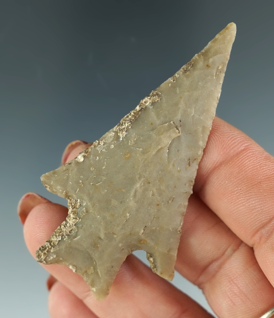 Ex. Museum! 2 5/8" Pedernales - nice mineral deposits on surface and excellent flaking - Texas.