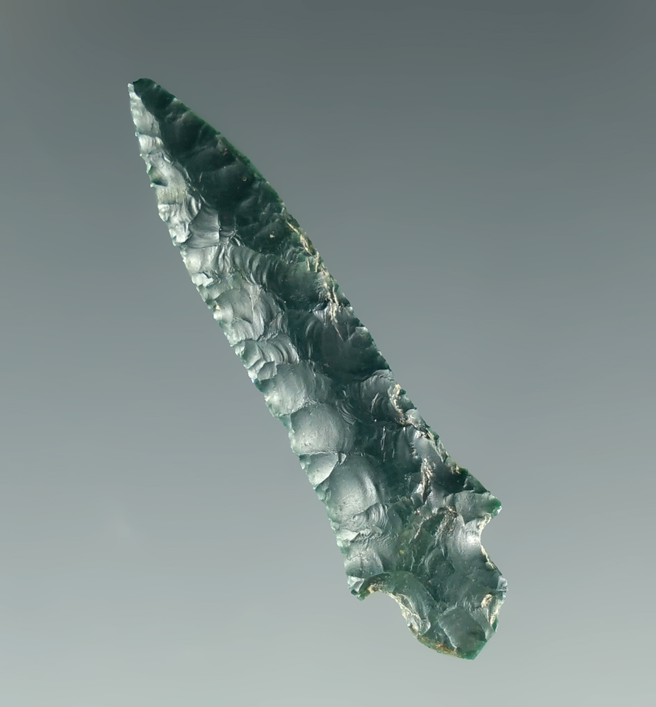 Exceptional! 1 1/8" Klickitat Dagger made from beautiful deep green Jasper - Columbia River.