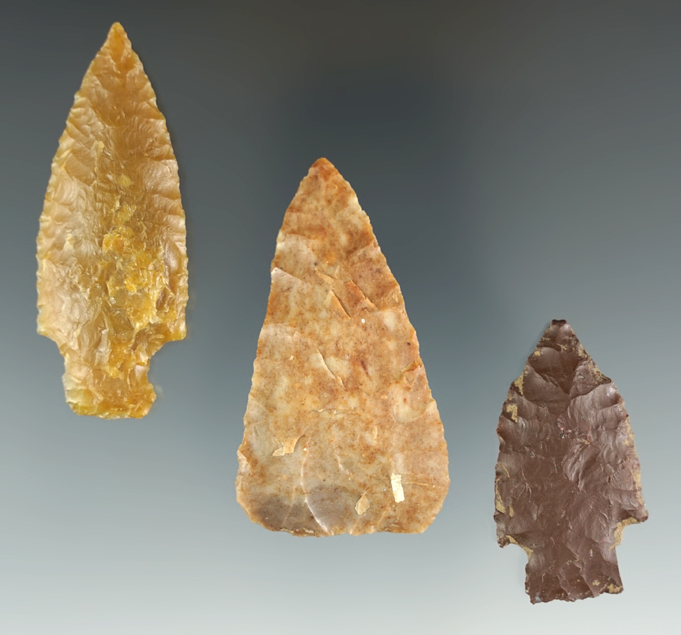 Set of three nice assorted artifacts found near the Columbia River, Washington.