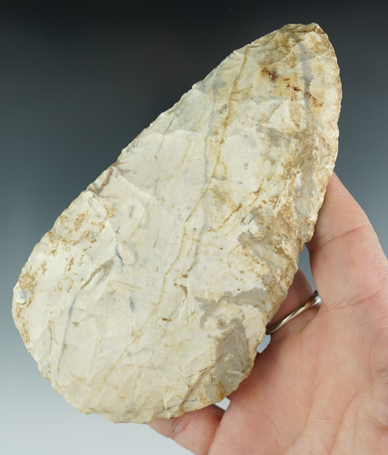 5 1/16" Flint hoe or Celt made from Jefferson City chert found in Missouri.