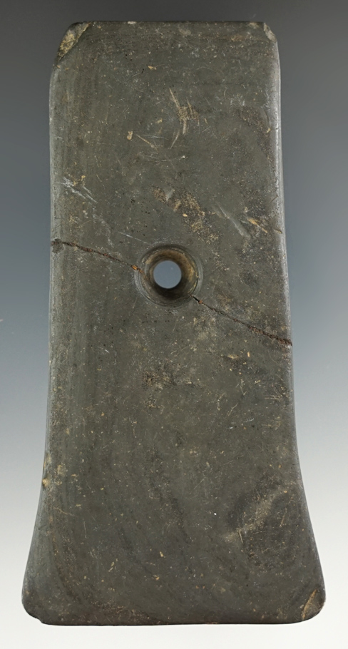 4 1/8" Adena Bell Pendant broken and glued at the midsection. Licking Co., Ohio.