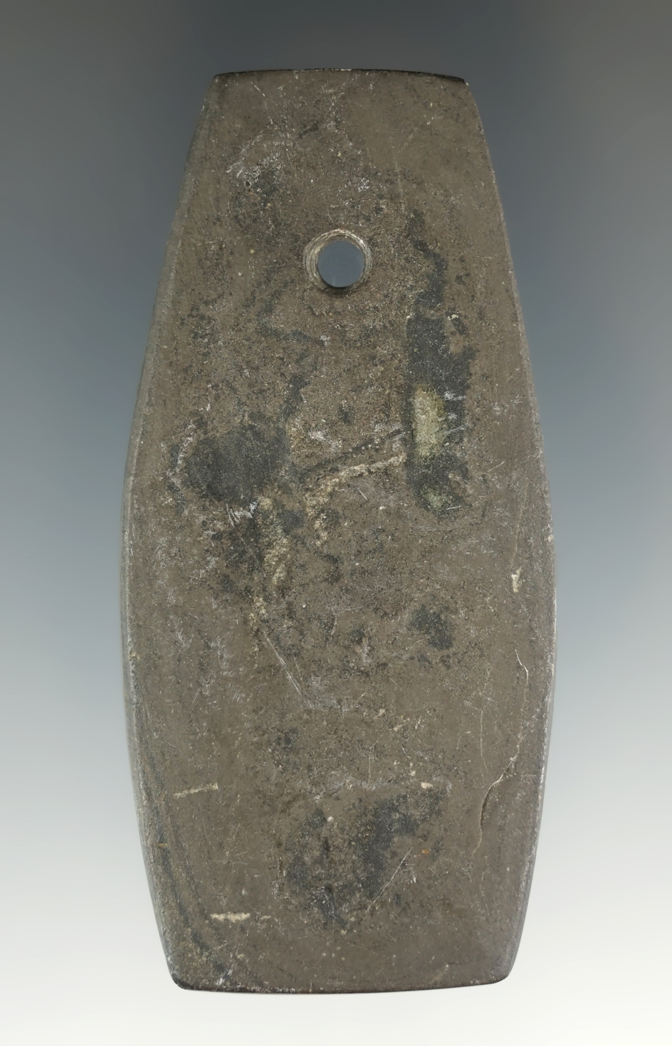 2 15/16" Hopewell Trapezoidal Pendant made from red and black Mottled Slate. Ex. Dan Hall.