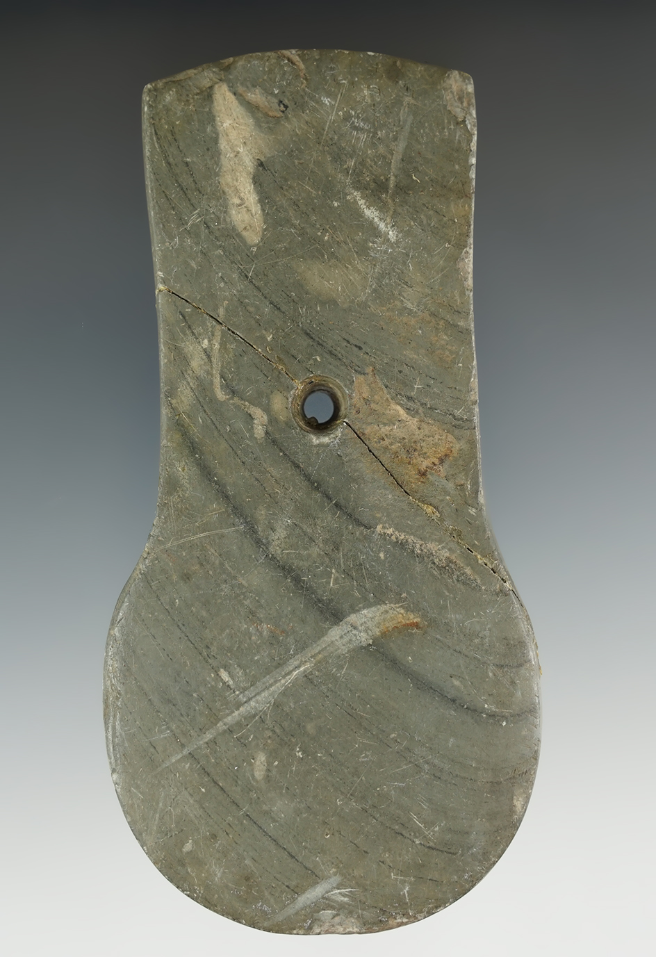 4 3/8" Adena Keyhole Pendant - broken & glued across the middle. Ashtabula Co., OH. Pictured!
