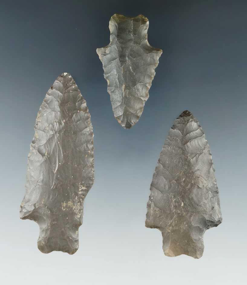 Set of three Heavy Duty points found in Kentucky, largest is 3".