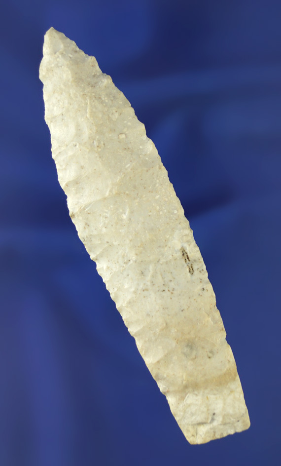 Thin, exceptionally well flaked 4 1/16" Agate Basin  found in Saline  Co.,  Missouri. Bennett COA.