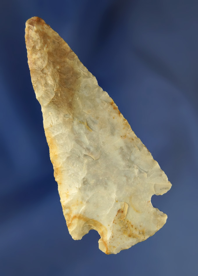 3 1/8" nicely patinated Flint Ridge Flint Cornernotch found in Licking Co.,  Ohio.